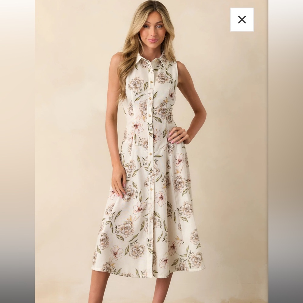 Floral Sleeveless Midi Dress